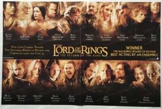 Lord Of The Rings Return Of The King 2 Page Full Cast Oscar Ad 2003 Ultra - Rare