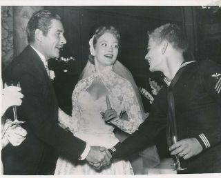 Errol Flynn Patricia Wymore Candid Wedding Day Vintage 1950 Press Photo