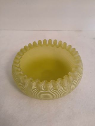 Vintage Fenton Lime Green 5 " Bowl With Double Crimped Edge (rare)