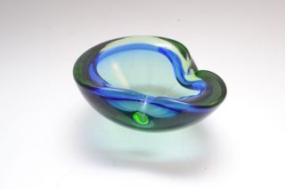 Stunning Mid Century Vintage Murano Sommerso Biomorphic Art Glass Bowl