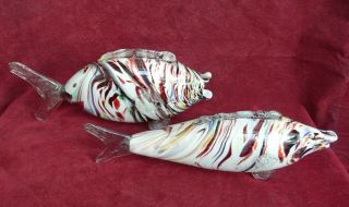 2 X Retro Vintage Murano Art Glass Style Fish Ornament