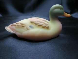 Fenton Glass Burmese Hand Painted & Signed Mallard Duck Figurine 5 " Long