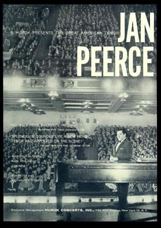 1962 Jan Peerce Photo Opera Recital Tour Booking Trade Print Ad