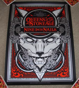 Queens Of The Stone Age Nine Inch Nails Concert Gig Poster Brisbane 3 - 17 - 14 2014