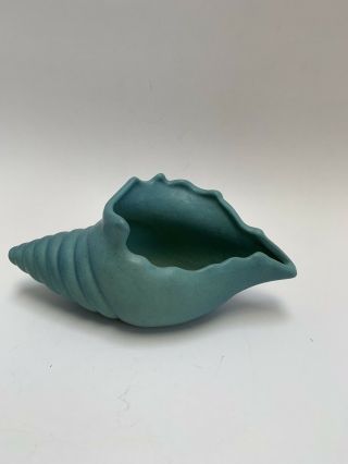 Vintage Rare Van Briggle Colorado Springs Conch Shell Turquoise Vase 9”