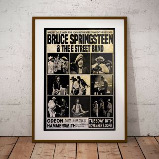 Springsteen 1975 First Ever London Concert Three Print Options Or Framed Poster