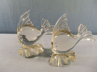 Set 2 Vintage Viking Clear Glass Angel Fish Figurines