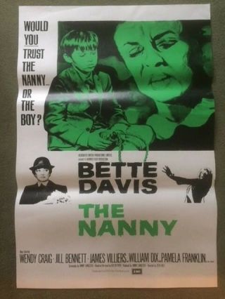 Bette Davis In The Nanny British Film Poster 1965 Hammer Horror