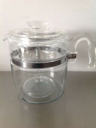 Vintage 6 - 9 Cup Pyrex Glass Coffee Pot Percolator Flameware Complete 7759 - B