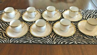 Set Of 8 Limoges Gold Demitasse Espresso Cups & Saucers - France Minty