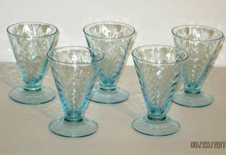 Morgantown Blue Depression Glass Belton Tumblers Set Of 5
