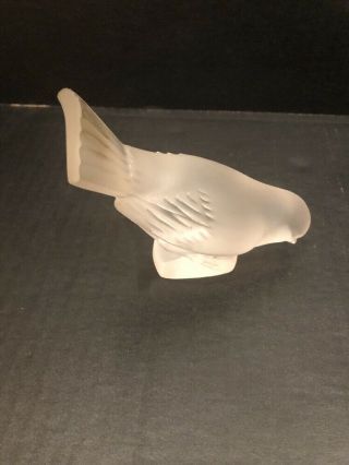 Lalique France Frosted Crystal Sparrow Head Down Bird Figurine Paperweight 5 "