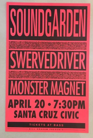 Soundgarden 1992 Poster Santa Cruz Civic Bill Graham Red Version Chris Cornell