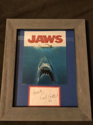 Jaws 1975 - Signed Carl Gottlieb - Index Card With Mini Picture