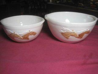 Set Of 2 Storyteller Pottery Ceramic Porcelain Horses Mixing Bowls Vguc