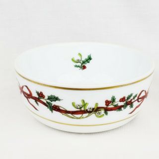 Vintage 1987 Royal Worcester Holly Ribbons Salad Bowl Made In England Porcelain
