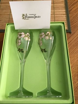 Vintage Set Of 2 Perrier Jouet Champagne Flutes Belle Epoque Hand Painted France