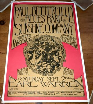 1968 Paul Butterfield Blues Band / Jim Salzer Earl Warren Sb Orig.  Rock Poster