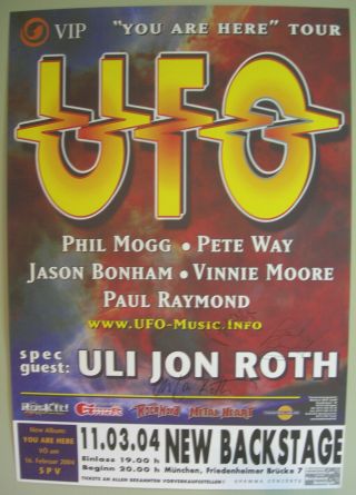 Ufo Concert Tour Poster 2004 You Are Here Autographed By Phil Mogg Paul Raymond