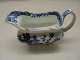Burleigh Ware Blue Willow Gravy Sauce Boat Server Made In England