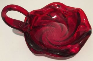 Fenton Glass Ruby Red Swirl Form Abstract Bowl Dish Ashtray 5 1/2 "