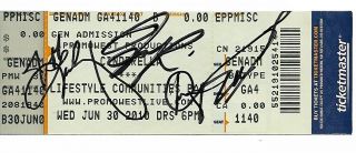Autograph Concert Ticket From Columbus,  Signed By Cinderella Band Members.