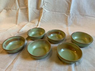 Frankoma Prairie Green Soup/cereal Bowls 6x Set Of 6