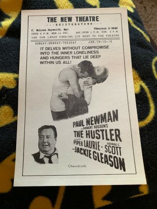 Movie Flyer “the Hustler” Paul Newman Jackie Gleason