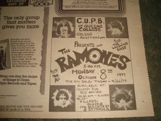 The Ramones 1979 Village Voice Full Page Ad Queens College York