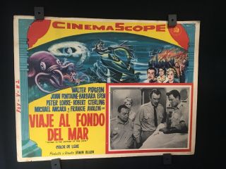 1961 Voyage To The Bottom Of The Sea Authentic Mexican Art Lobby Card 16 " X12 "