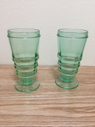 2 Green Paden City 191 Party Line Regina Cocktail Shakers - No Covers - Vaseline