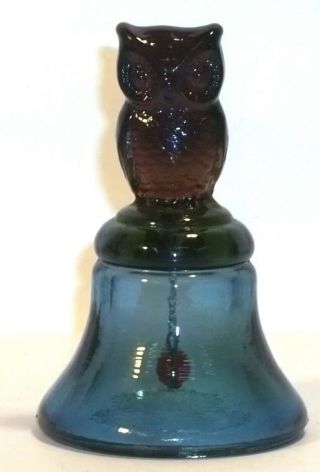 Boyd Glass Made in 1985 Owl Bell Bells RUBINA Red Blue Green FUND 3