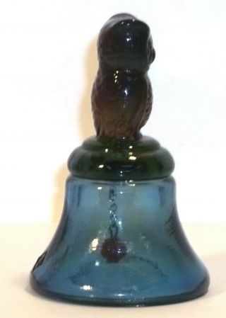 Boyd Glass Made in 1985 Owl Bell Bells RUBINA Red Blue Green FUND 4