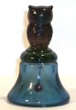 Boyd Glass Made in 1985 Owl Bell Bells RUBINA Red Blue Green FUND 5