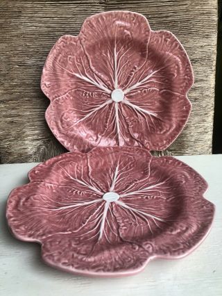 Set 2 Cabbage Pink 12 " Dinner Chop Plates Charges Bordallo Pinheiro Portugal