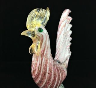 Rare Large Murano Art Glass Rooster 9½” Tall