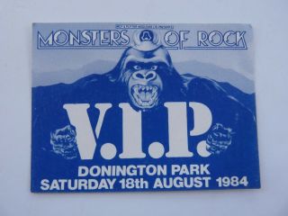 Van Halen 1984 Monsters Of Rock Concert Tour 3 " X4 " V.  I.  P.  Backstage Pass