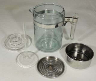 Pyrex Flameglow Flame Ware 9 Cup Stove Top Percolator Coffee Pot 7829 - B Complete 5