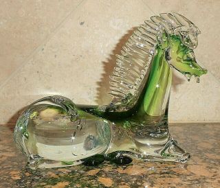 Murano Mid Century Modern Art Glass Crystal Horse Sculpture Italy Body Green Mcm