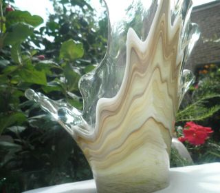 Fab Mid - Century Modern Taupes/cream Tones Murano Cased Centre Piece Vase Bowl