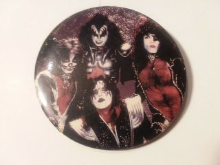 Kiss Vintage Destroyer Group Shot 1976 Aucoin Button Shape Rare