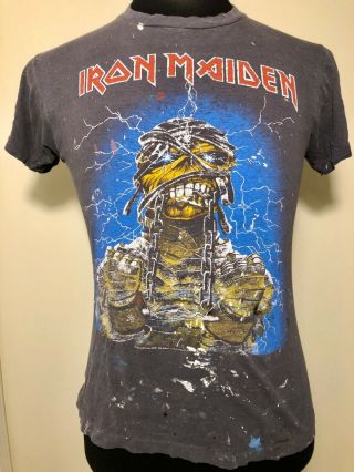 Vintage Iron Maiden Authentic Concert Shirt World Slavery Tour 1984 - 85 Worn Out