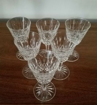 6 Waterford Lismore 5 7/8 " Claret Wine Glasses Crystal Goblets