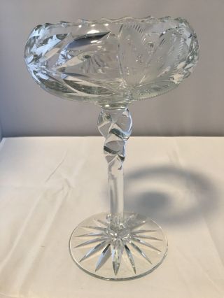 Stately Abp Pairpoint Garland Glass Tall Compote Etched Butterfly Daisy 1920 