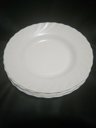 Set Of 5 Arcopal Trianon White Swirl Pasta Soup Rimmed Bowls France