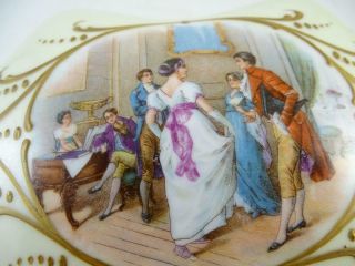 Antique Porcelain Dresser Trinket Box Dancing Lovers France Limoges BPS Brass 3
