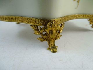 Antique Porcelain Dresser Trinket Box Dancing Lovers France Limoges BPS Brass 5