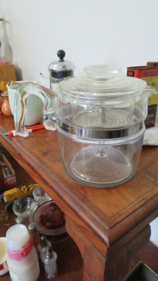 Pyrex Flameware 7756 Complete Clear Glass Percolator Coffee Pot 4 - 6 Cups Usa