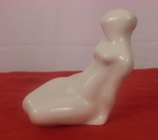 Royal Dux White Porcelain Reclining Nude Figurine Art Deco Abstract Female