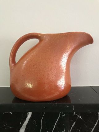 Muncie Pottery Pitcher With Orange Peel Glaze 494 6 1/4” H X 9” W